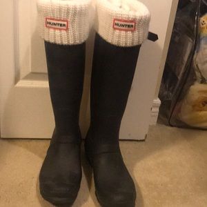 Hunter tall boots with white socks